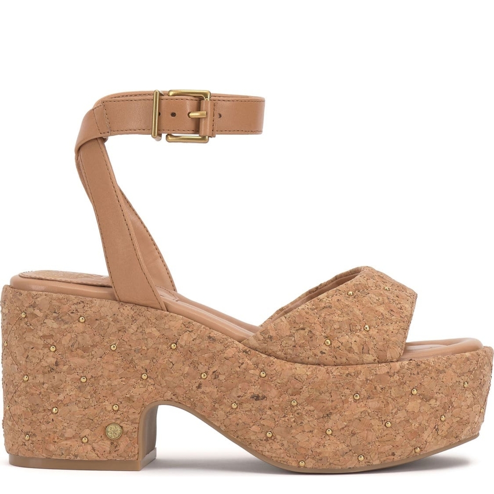Sold Out Vince Camuto Summer Tan Cork Platform Comfy Sandals Heels Shoes - Picture 9 of 16